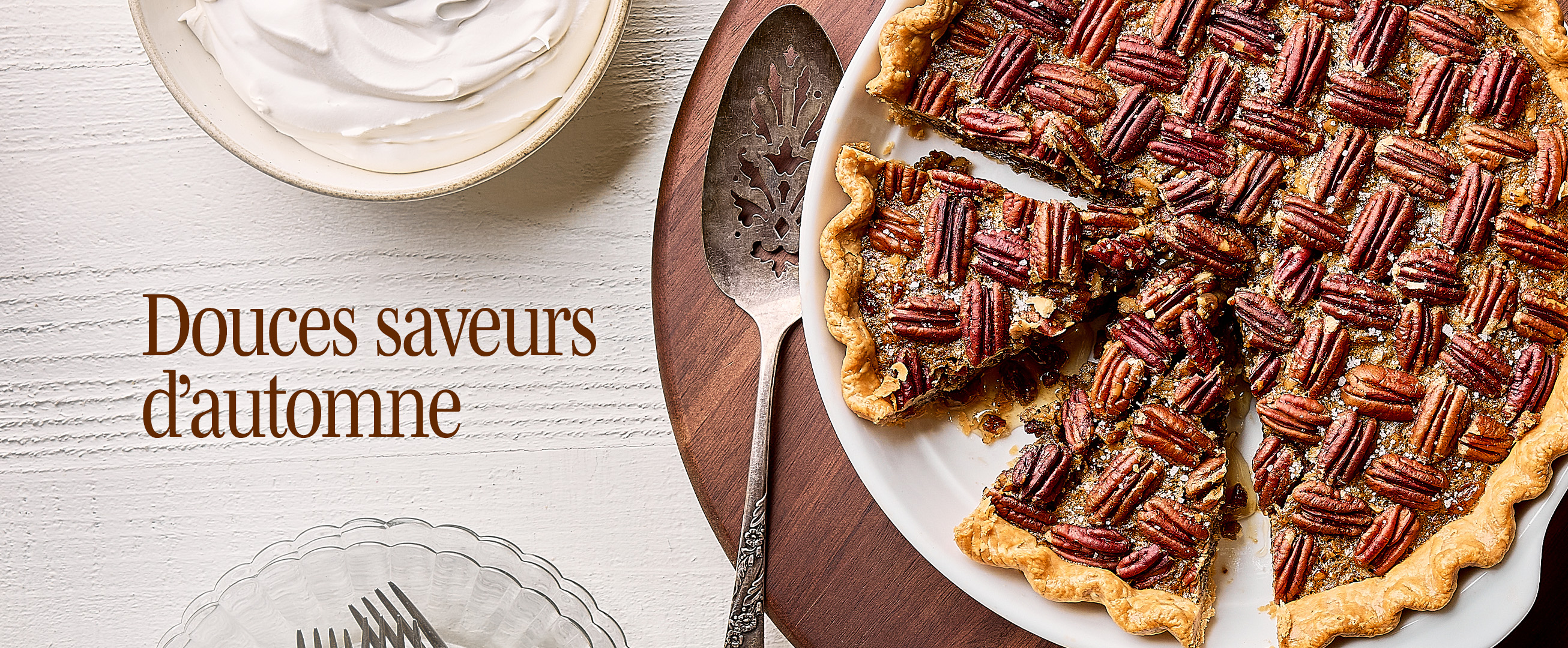 Tarte aux pacanes avec texte Douces saveurs d'automne