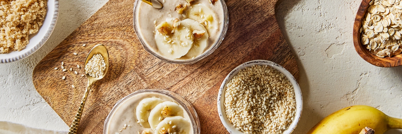 Smoothie banane, avoine et tahini