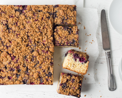 Gâteau streusel croustillant aux bleuets